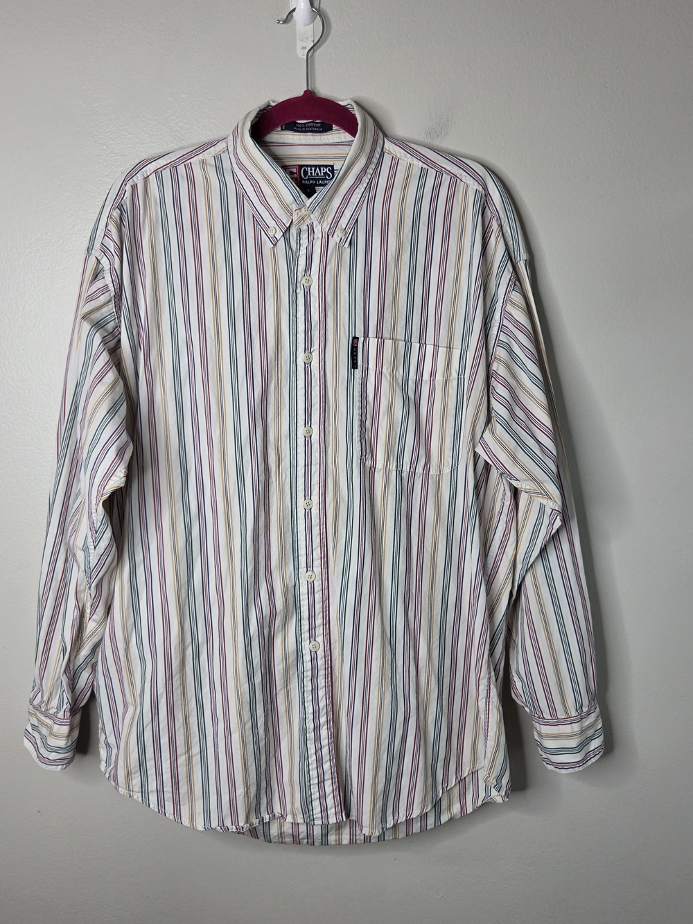 Chaps Ralph Lauren Men's Classic Multicolor Stripe Button-Down Shirt